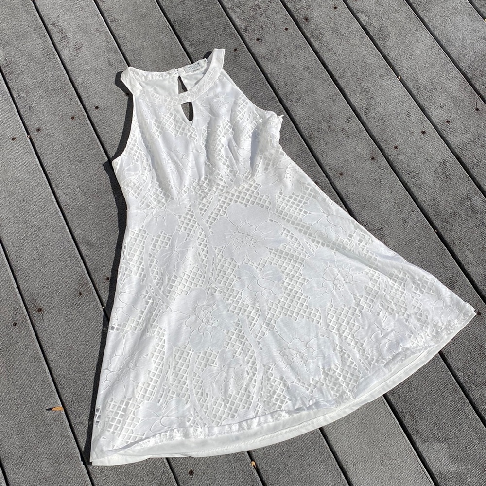 White High Neck Dress